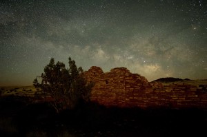 The Milky Way rising over Lomaki pueblo.