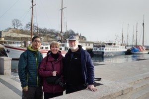 Me, Eileen Renda and Tony Hoffman at the Oslo waterfront