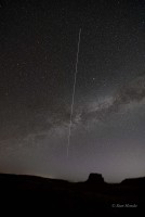 The International Space Station passes over Fajada and the Milky Way in this 3 minute exposure. 