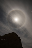 The moon, not to be outdone, with its halo and some striking clouds at Una Vida, the second one I’ve seen at night.
